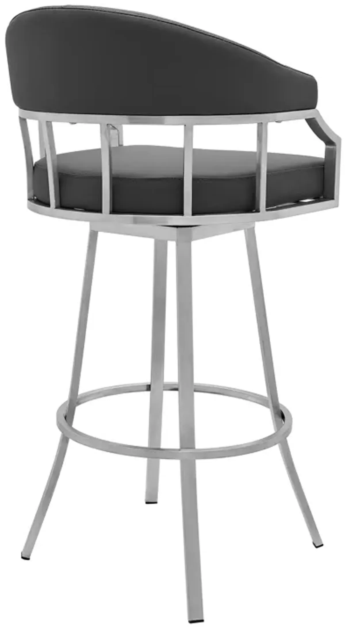 Palmdale Swivel Modern Faux Leather Bar and Counter Stool in Brushed Stainless Steel Finish