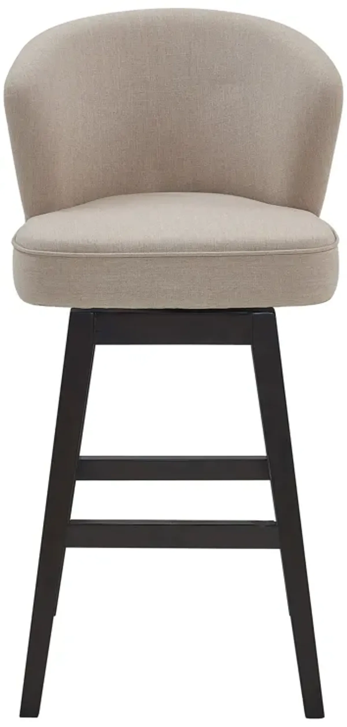 Brandy 30" Bar Height Swivel Tan Fabric and Espresso Wood Bar Stool