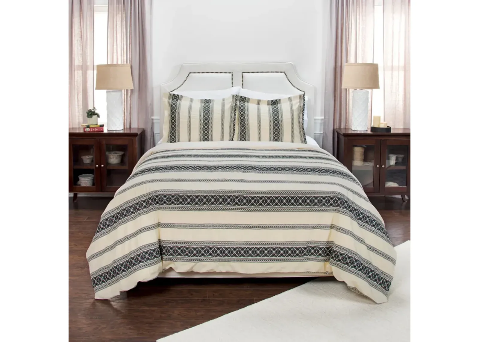 August Knight King Stripe Black Duvet -  Set of 3