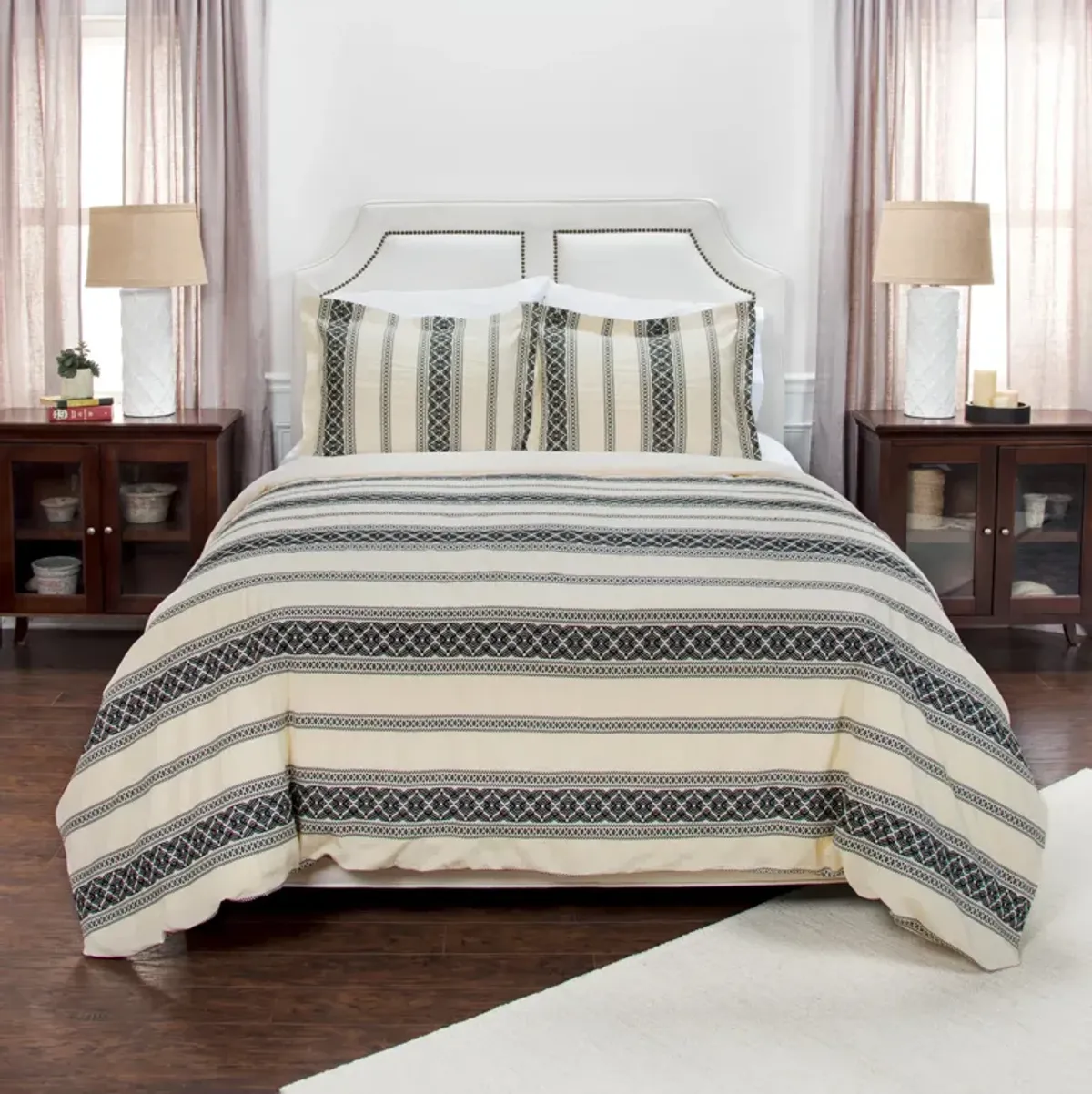 August Knight King Stripe Black Duvet -  Set of 3