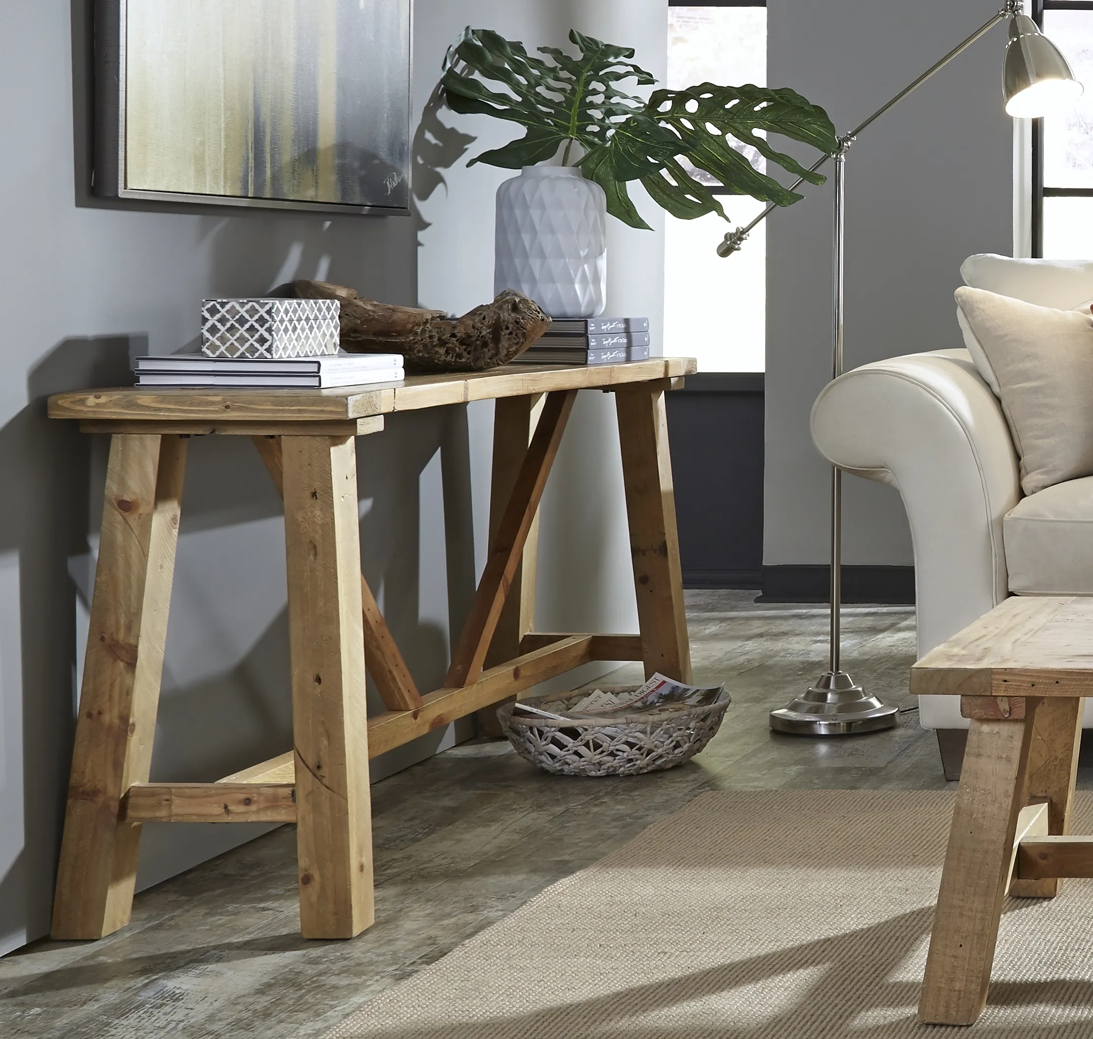 Harby Reclaimed Wood Console Table in Rustic Tawny