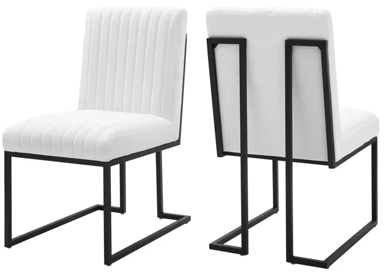 Indulge Channel Tufted Fabric Dining Chairs - Set of 2