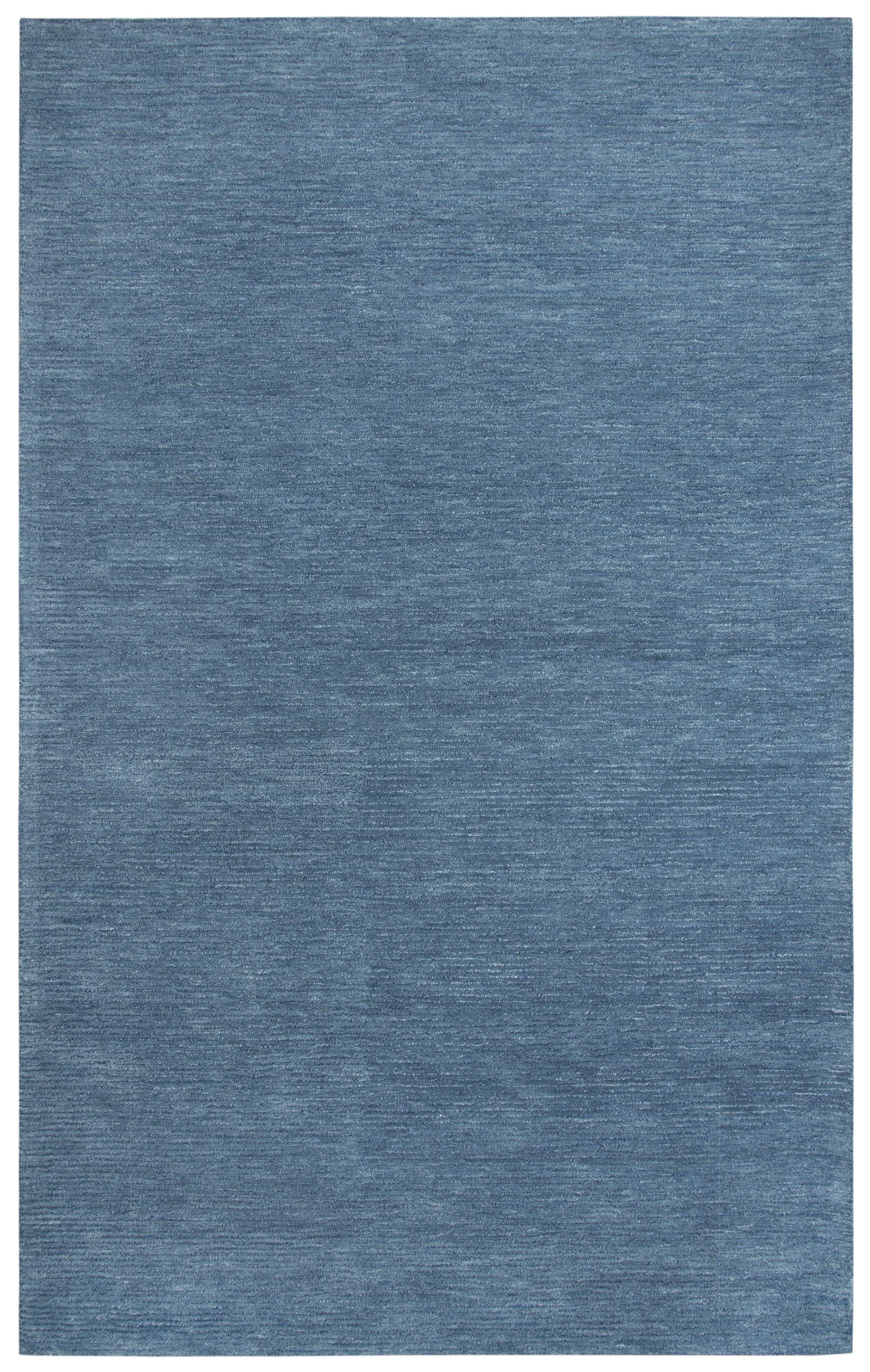 Fifth Avenue Blue Solid Wool 9'x12' Rectangle Rug