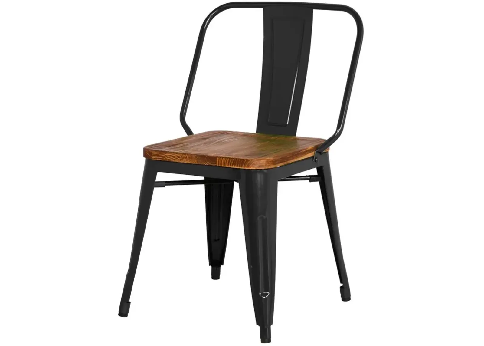 Brian Metal Dining Side Chair Wood Seat, Black (Set of 4)