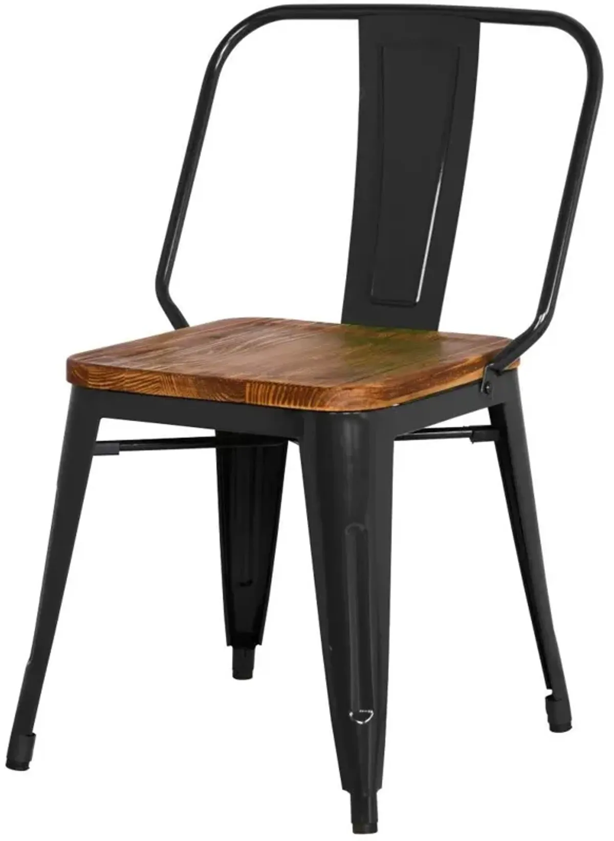 Brian Metal Dining Side Chair Wood Seat, Black (Set of 4)