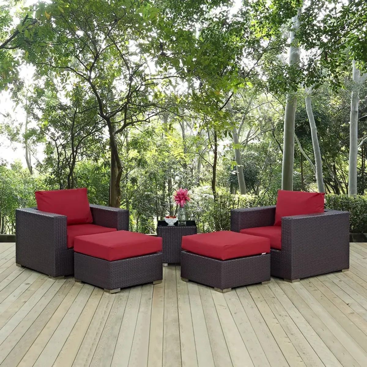 Convene 5 Piece Outdoor Patio Sectional Set