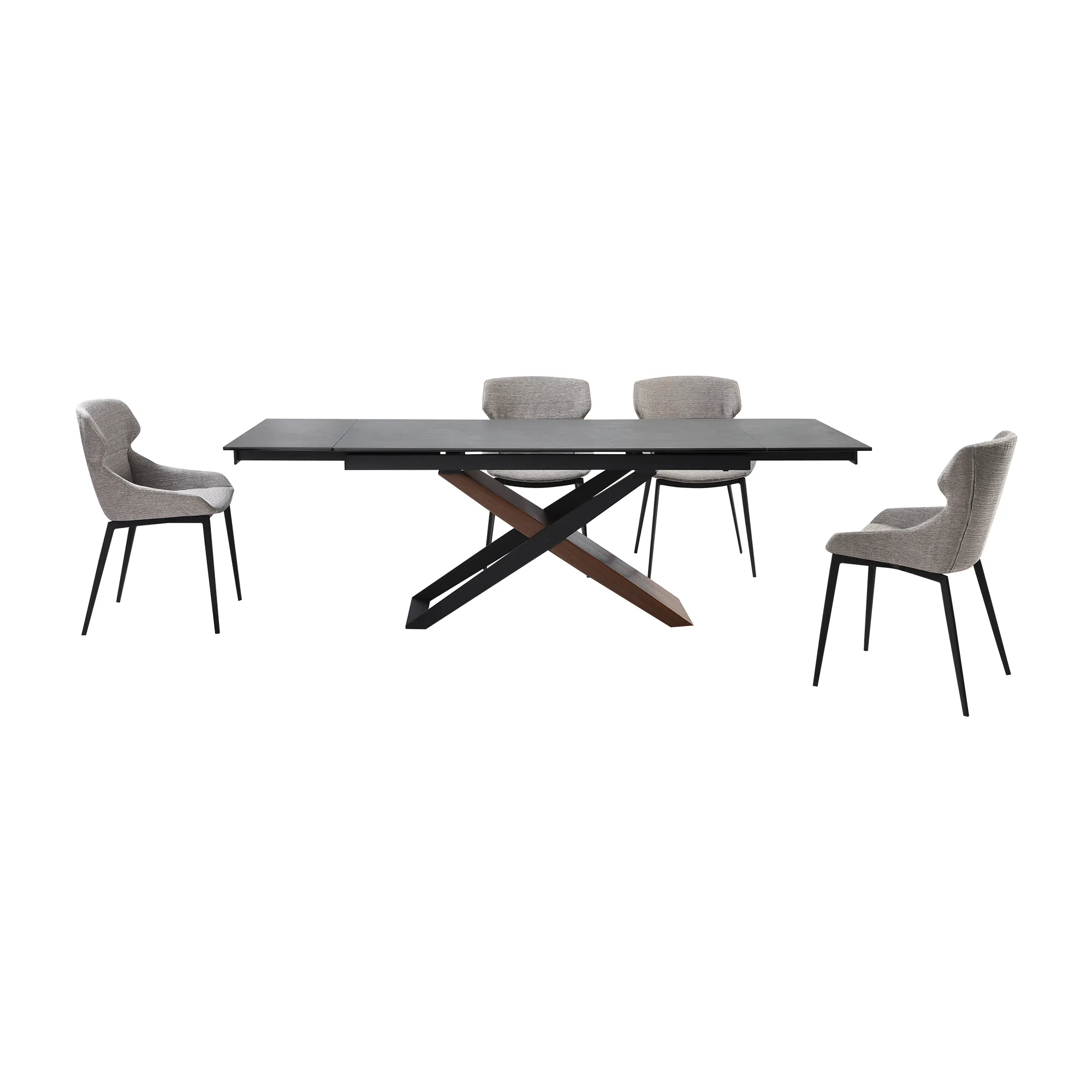 Milena Kenna 5 Piece Dining Set with Gray Fabric Chairs