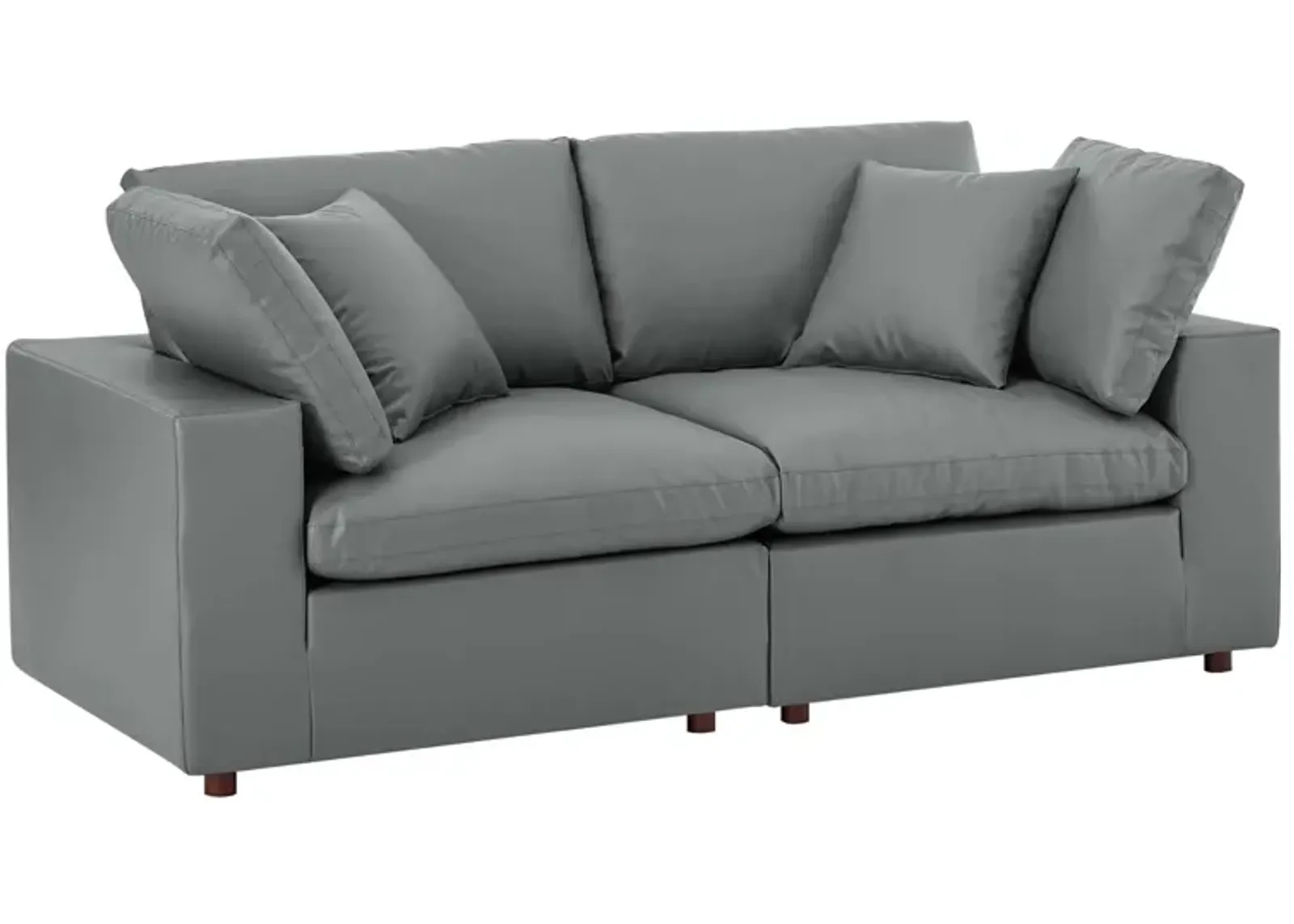 Commix Down Filled Overstuffed Vegan Leather Loveseat