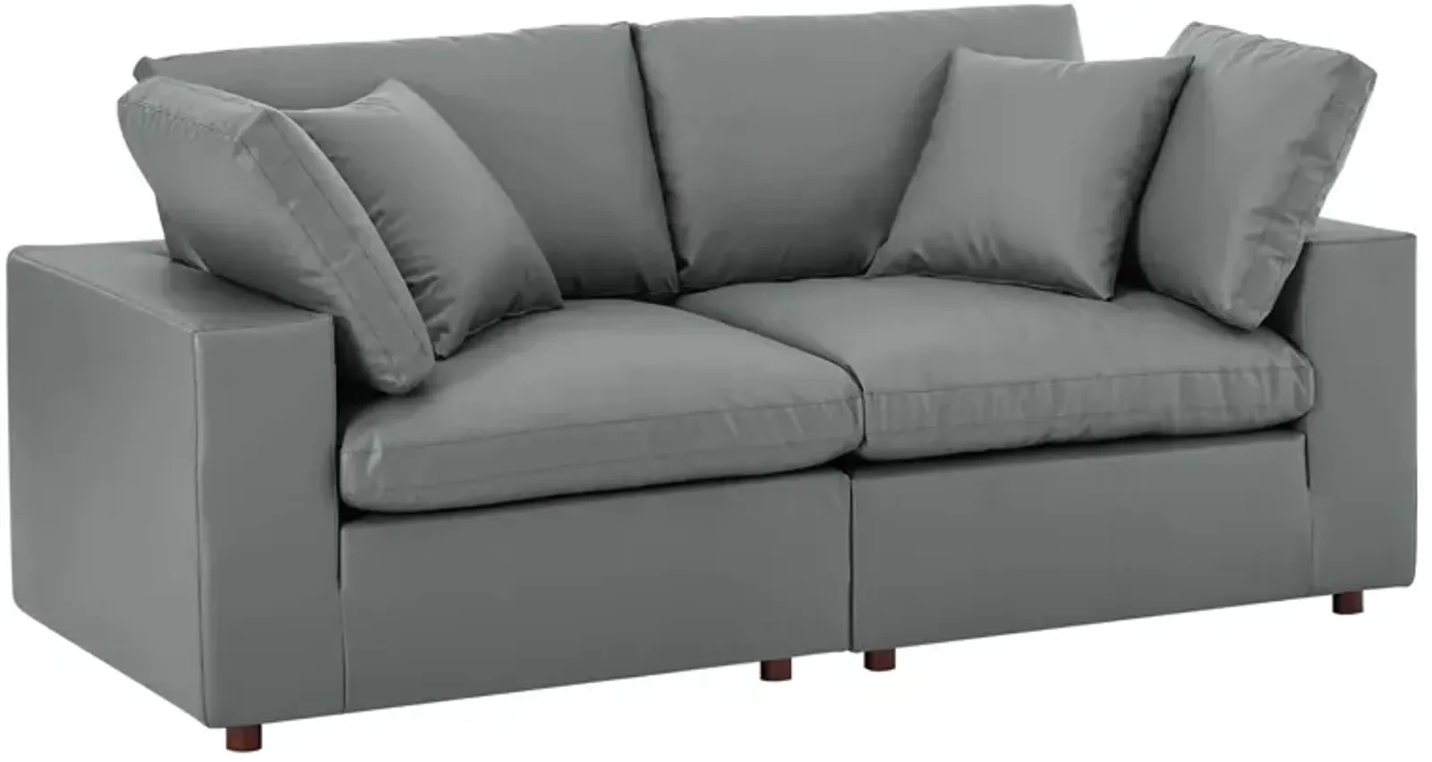 Commix Down Filled Overstuffed Vegan Leather Loveseat