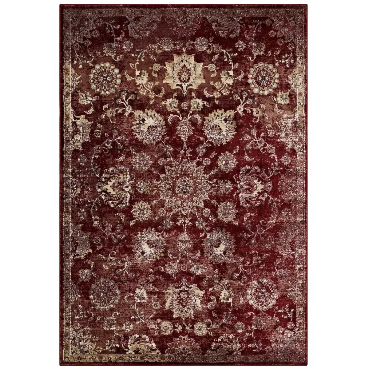 Cynara Distressed Floral Persian
Medallion 5x8 Area Rug