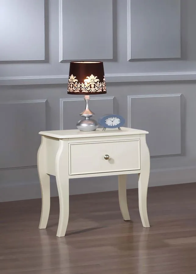 Dieppe 1-Drawer Nightstand Cream White