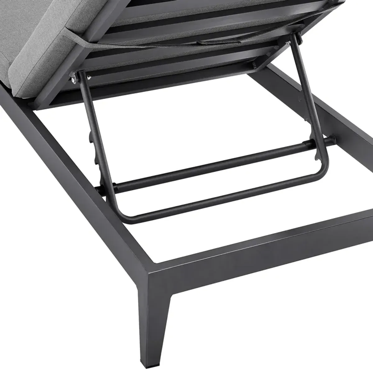 Argiope Outdoor Patio Adjustable Chaise Lounge Chair in Aluminum with Gray Cushions