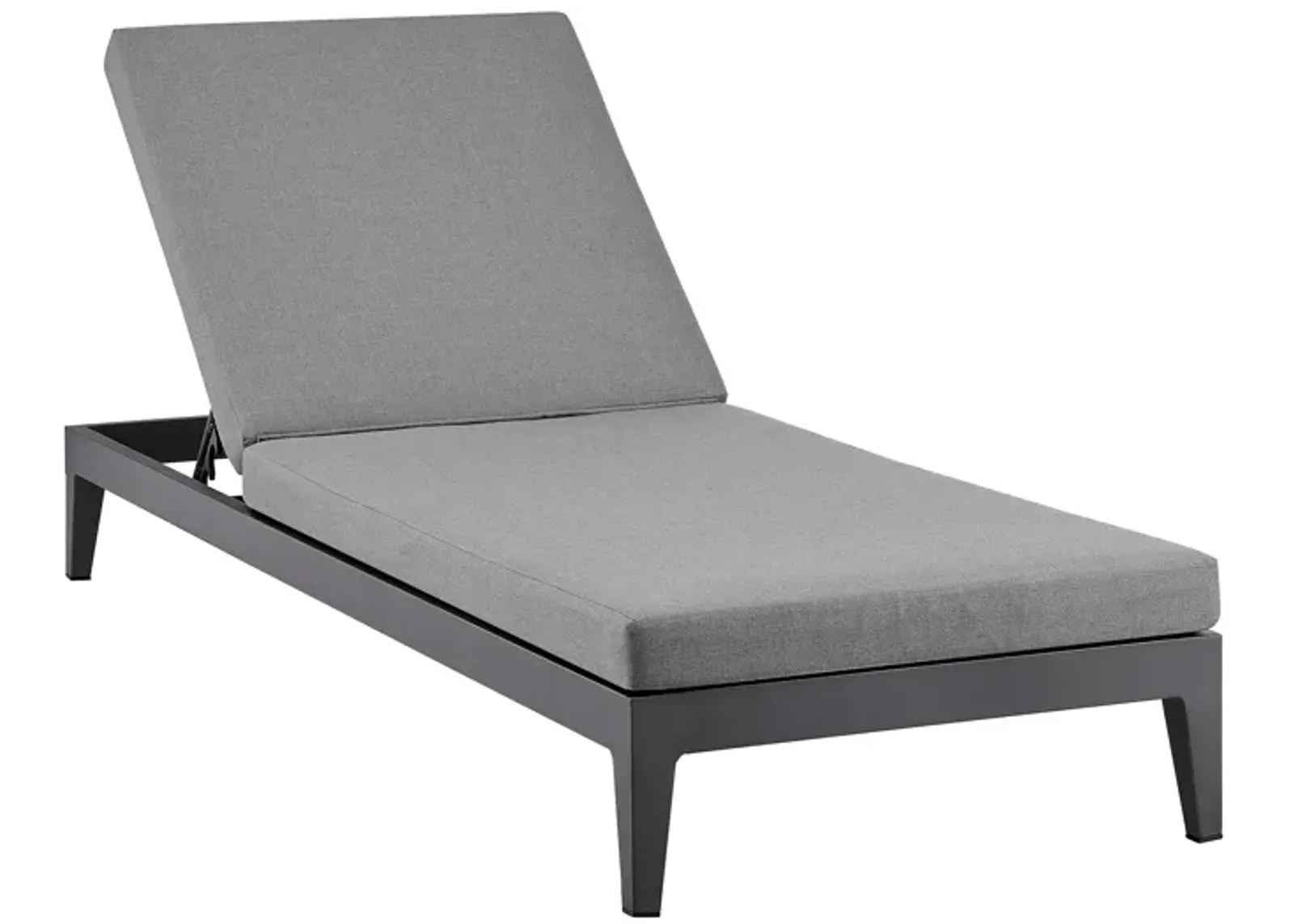 Argiope Outdoor Patio Adjustable Chaise Lounge Chair in Aluminum with Gray Cushions