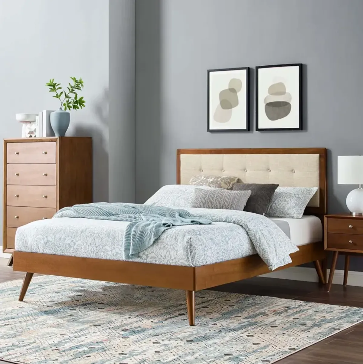 Willow Full Wood Platform Bed With Splayed Legs