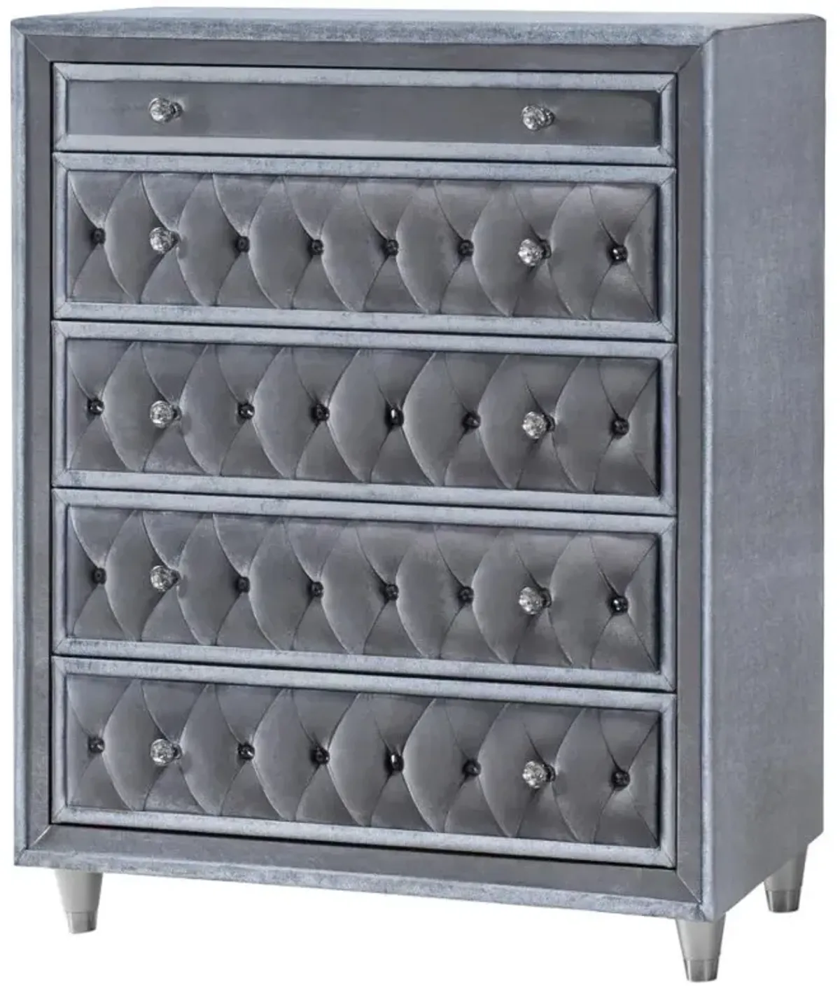 Antonella 5-drawer Upholstered Chest Grey