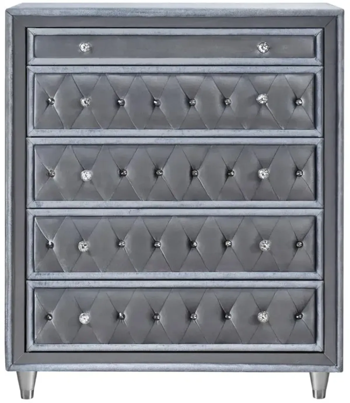 Antonella 5-drawer Upholstered Chest Grey