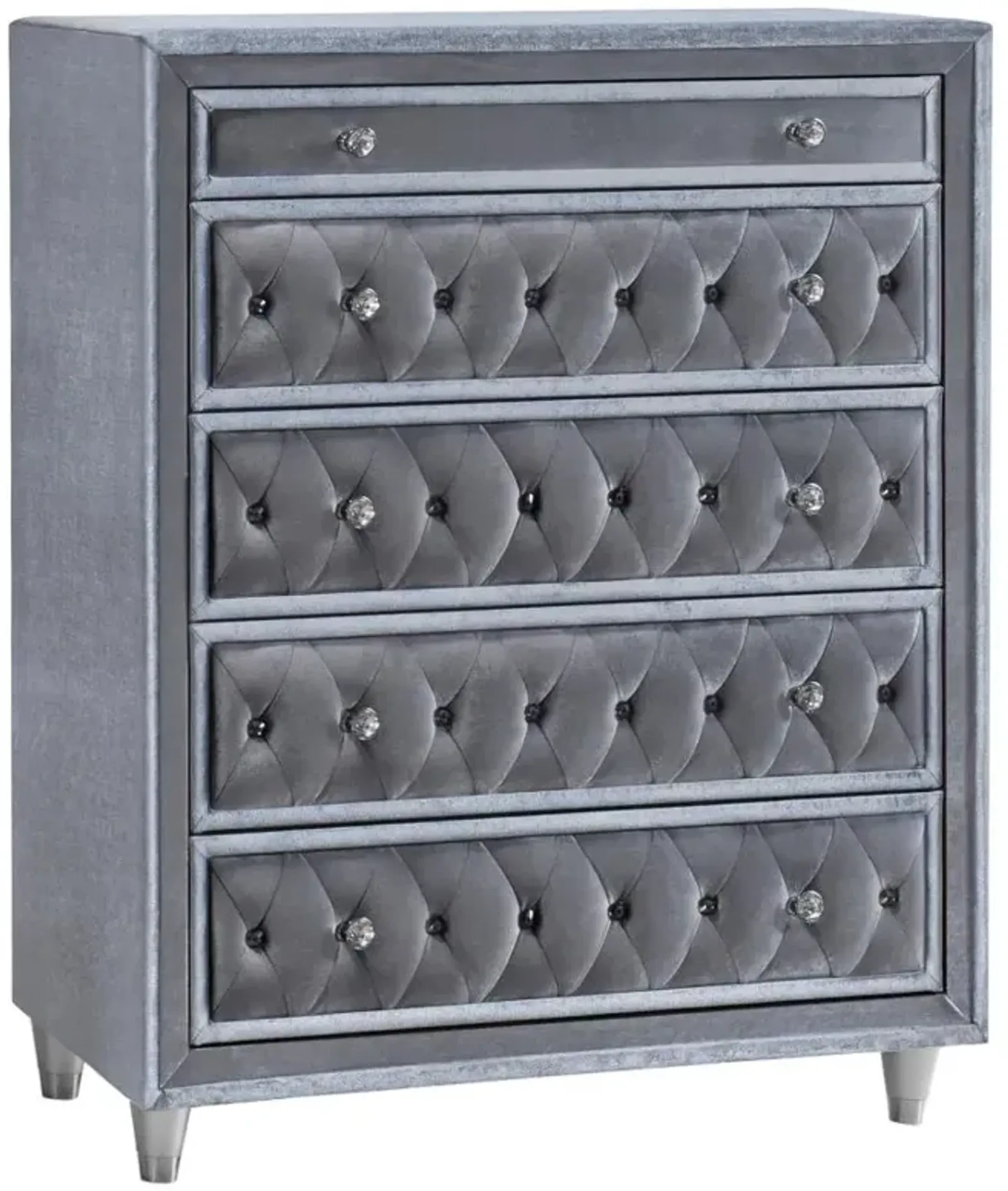 Antonella 5-drawer Upholstered Chest Grey