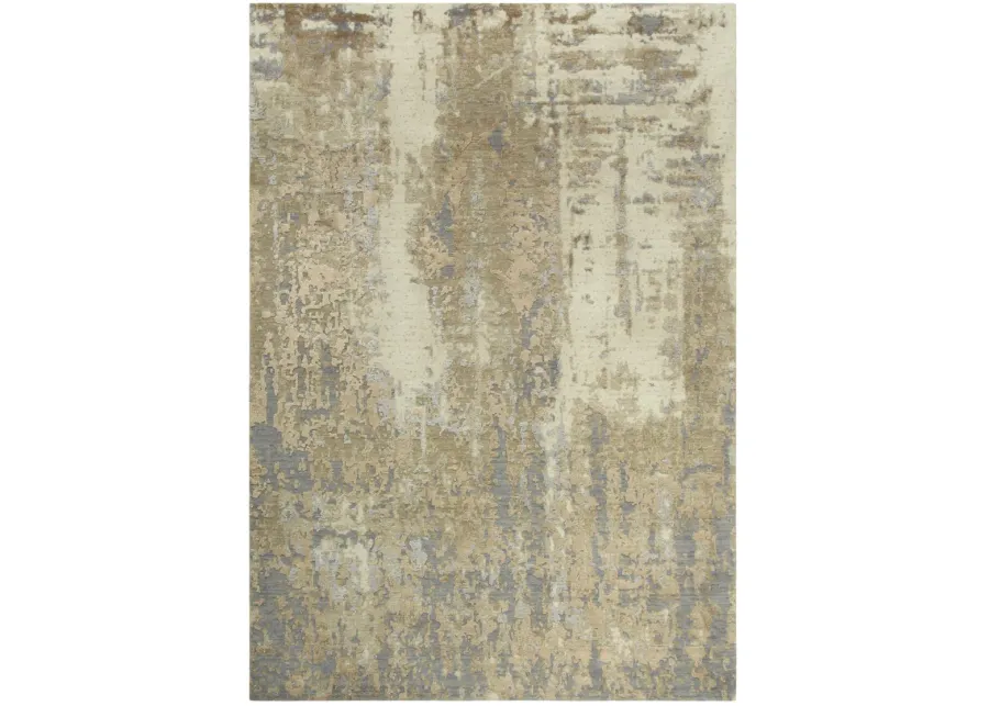 Artistry Beige Abstract NZ Wool/Tencel Blend 5' x 8' Rectangle Rug