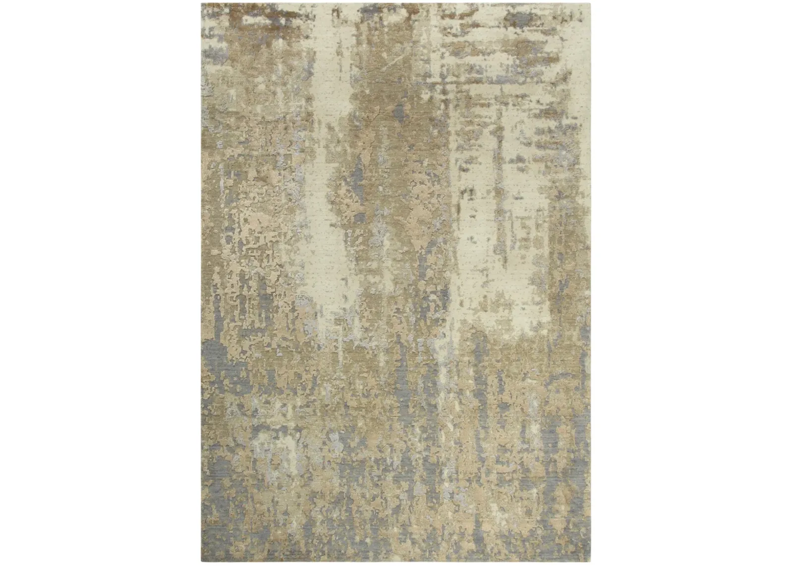 Artistry Beige Abstract NZ Wool/Tencel Blend 5' x 8' Rectangle Rug