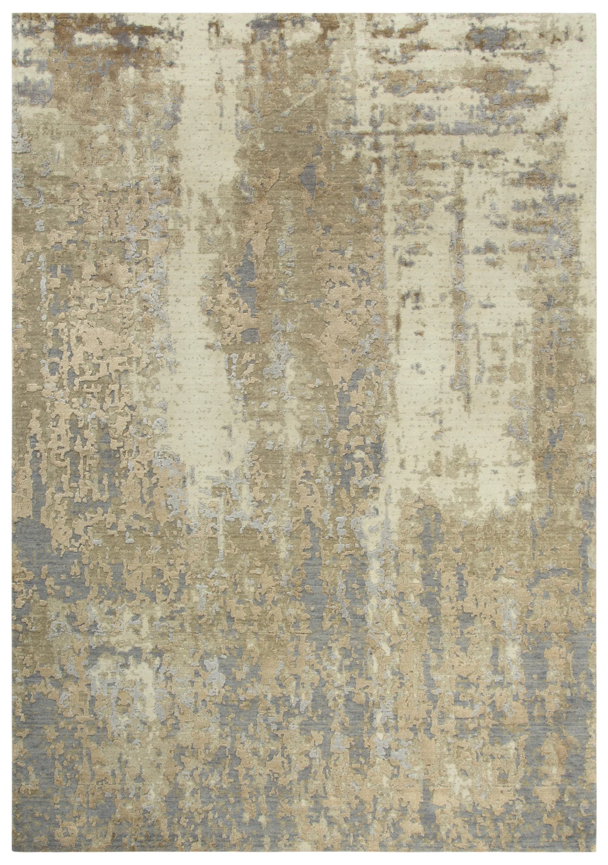 Artistry Beige Abstract NZ Wool/Tencel Blend 5' x 8' Rectangle Rug