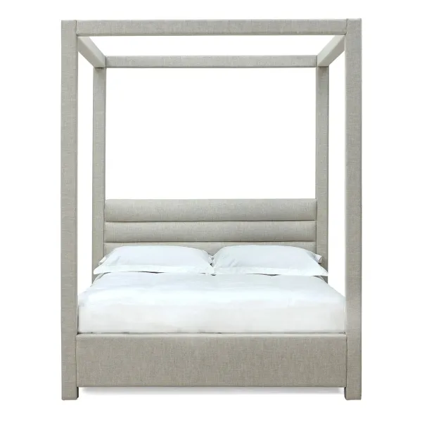 Rockford Full-Size Upholstered Canopy Bed In Turtle Dove Linen