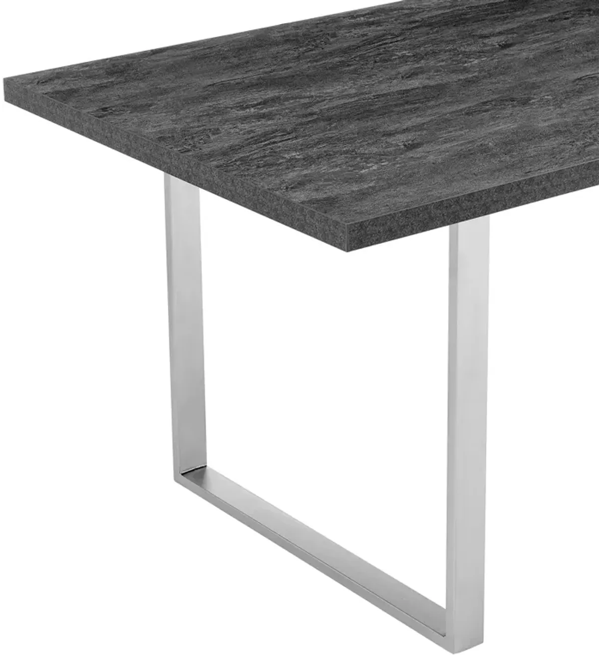 Fenton Dining Table with Charcoal Top and Brushed Stainless Steel Base