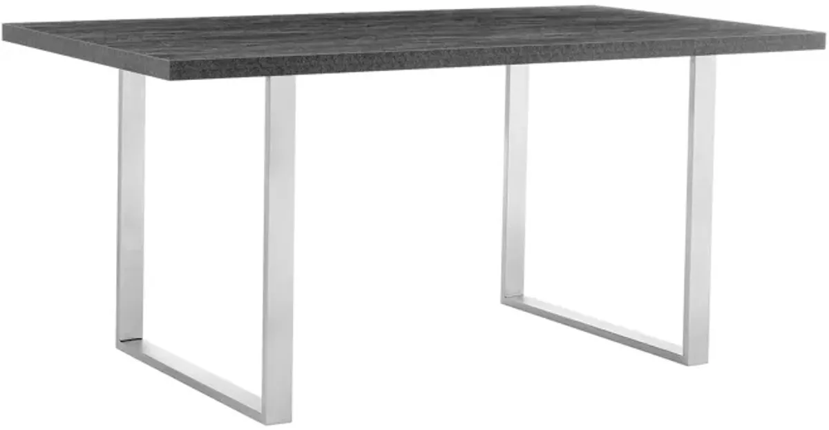 Fenton Dining Table with Charcoal Top and Brushed Stainless Steel Base