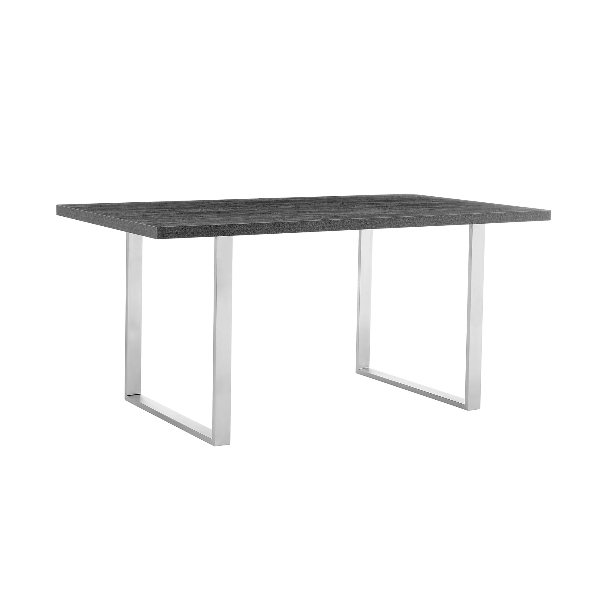 Fenton Dining Table with Charcoal Top and Brushed Stainless Steel Base