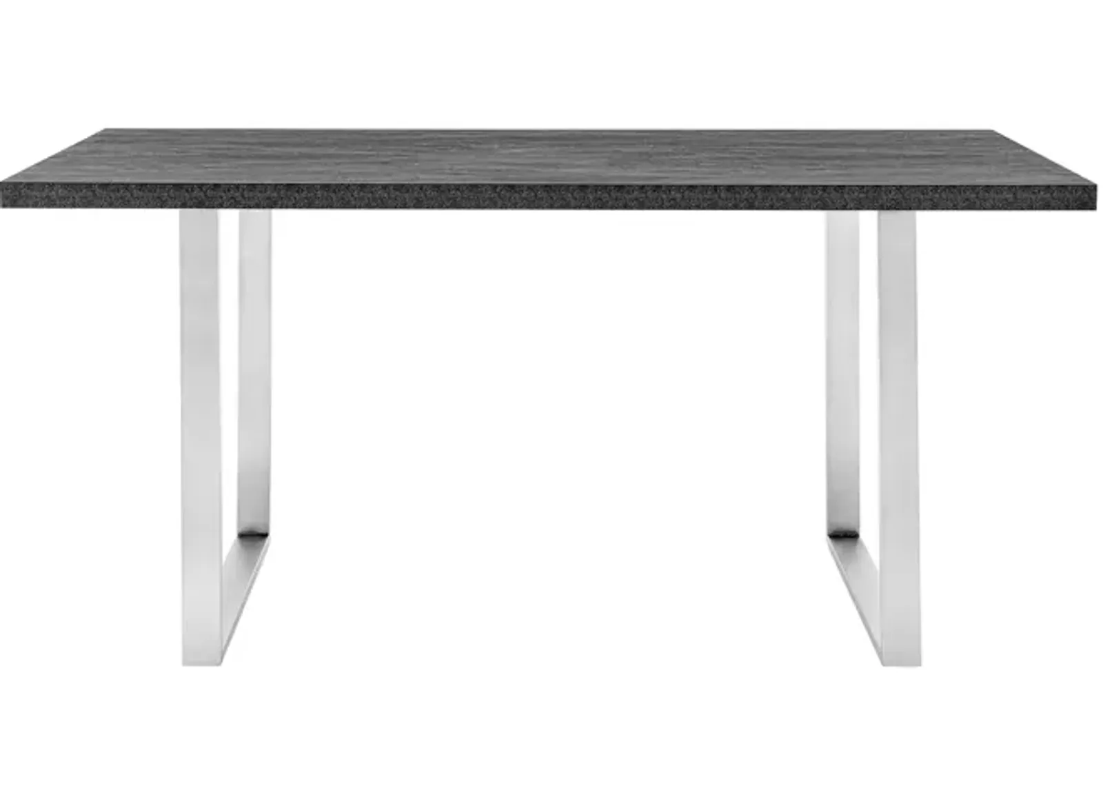 Fenton Dining Table with Charcoal Top and Brushed Stainless Steel Base