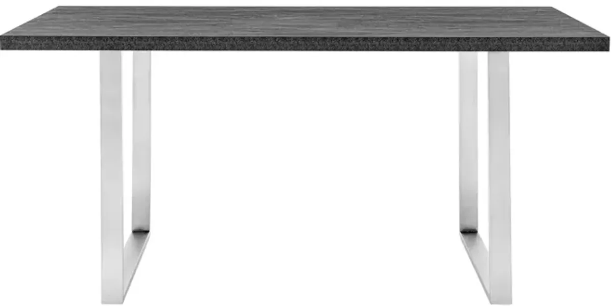 Fenton Dining Table with Charcoal Top and Brushed Stainless Steel Base