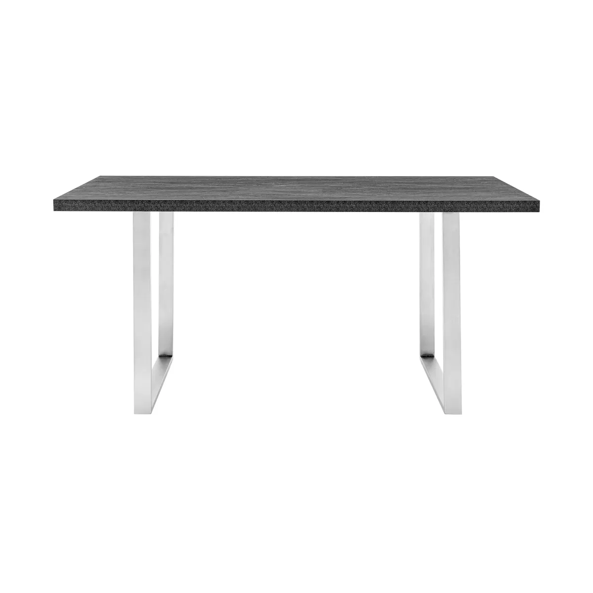 Fenton Dining Table with Charcoal Top and Brushed Stainless Steel Base