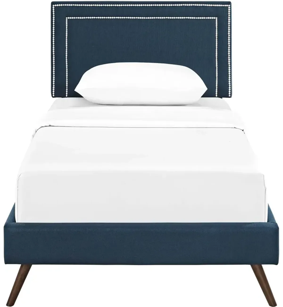 Virginia Twin Fabric Platform Bed with Round Splayed Legs