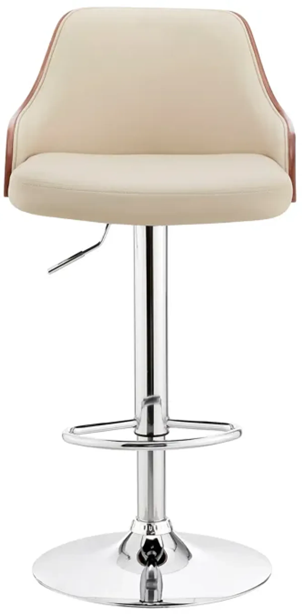 Asher Adjustable Cream Faux Leather and Chrome Finish Bar Stool