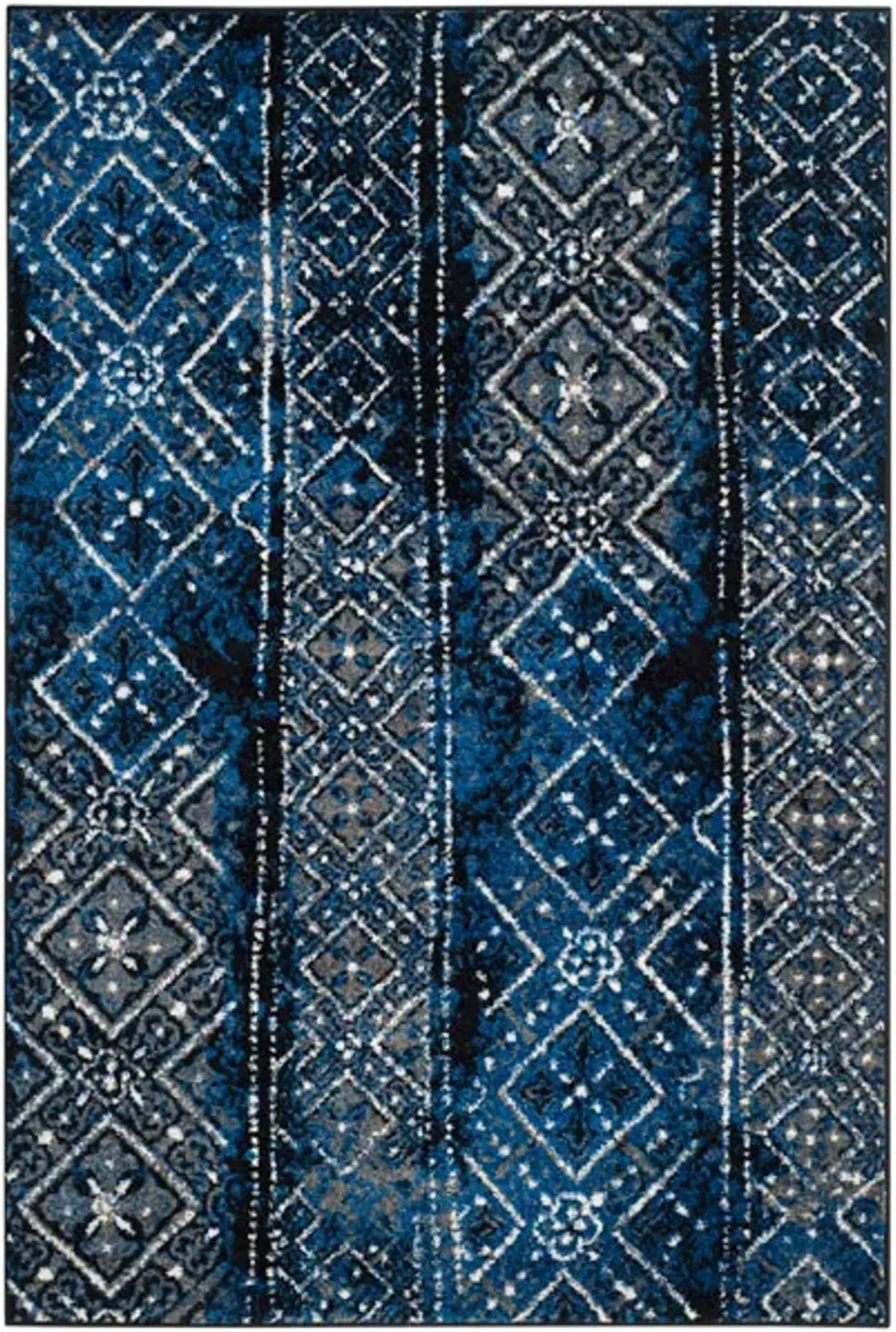 Adirondack Contemporary Blue / Black 2'-6" X 4' Powerloomed Rug