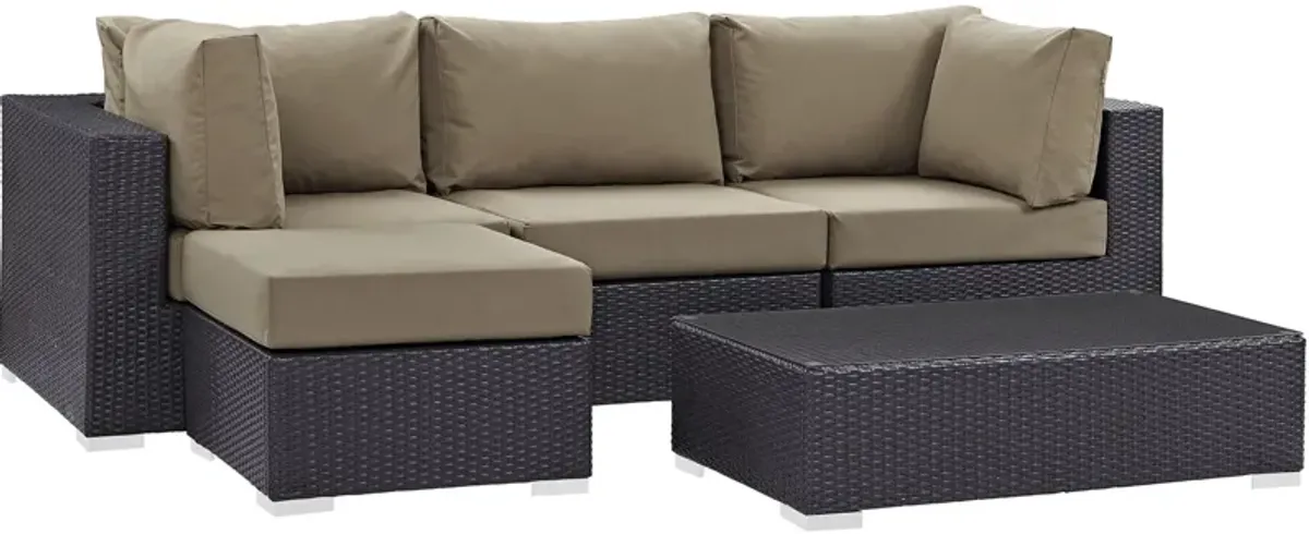 Convene 5 Piece Outdoor Patio Sectional Set