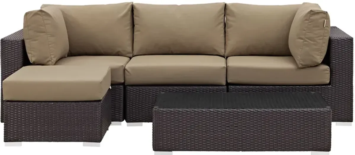 Convene 5 Piece Outdoor Patio Sectional Set