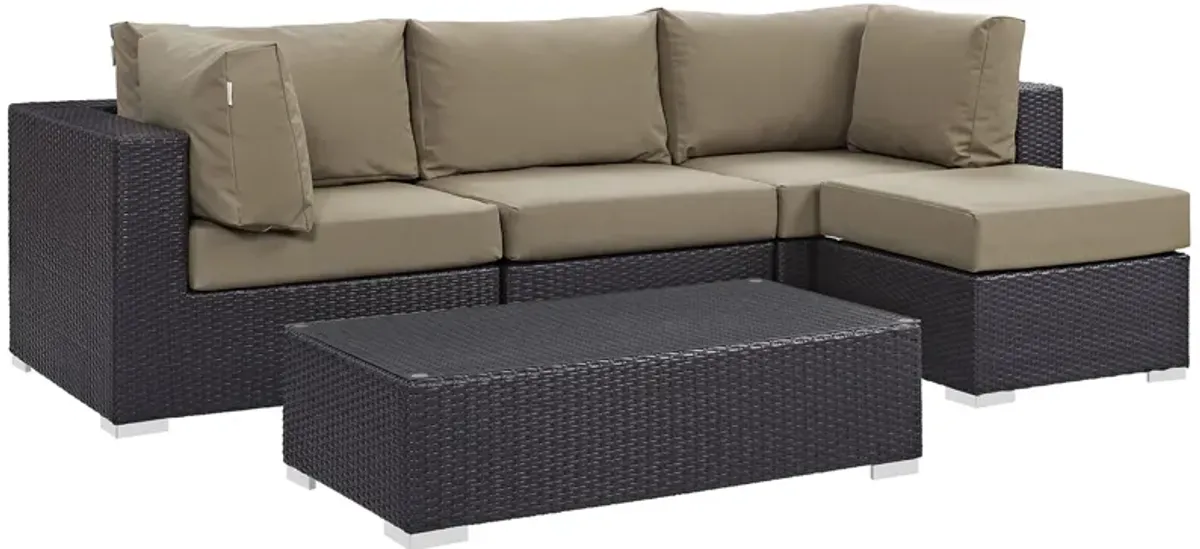 Convene 5 Piece Outdoor Patio Sectional Set