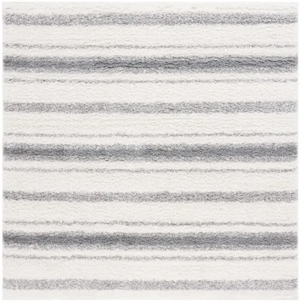 BORDER & STRIPE SHAG 252 Beige 6'-7' X 6'-7' Square Square Rug