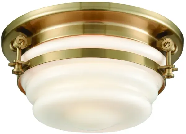 Riley 12" Wide 2-Light Flush Mount - Satin Brass