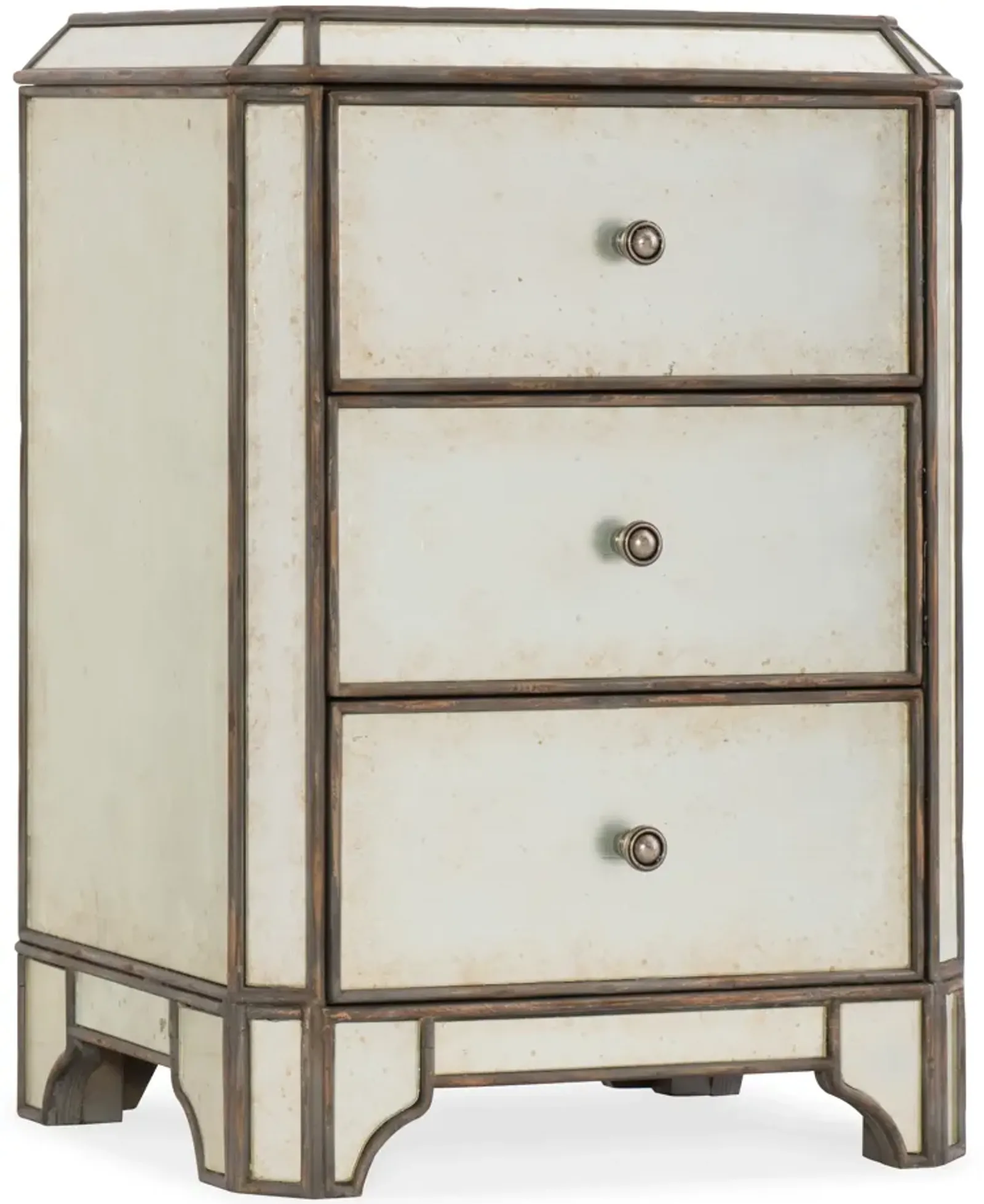 Arabella Mirrored Three-Drawer Nightstand