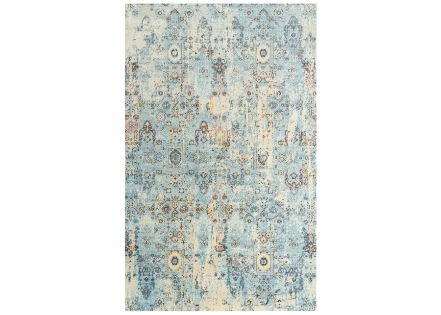 Ovation Blue/Beige distressed/classical N Z wool 10' x 13' Rectangle Rug