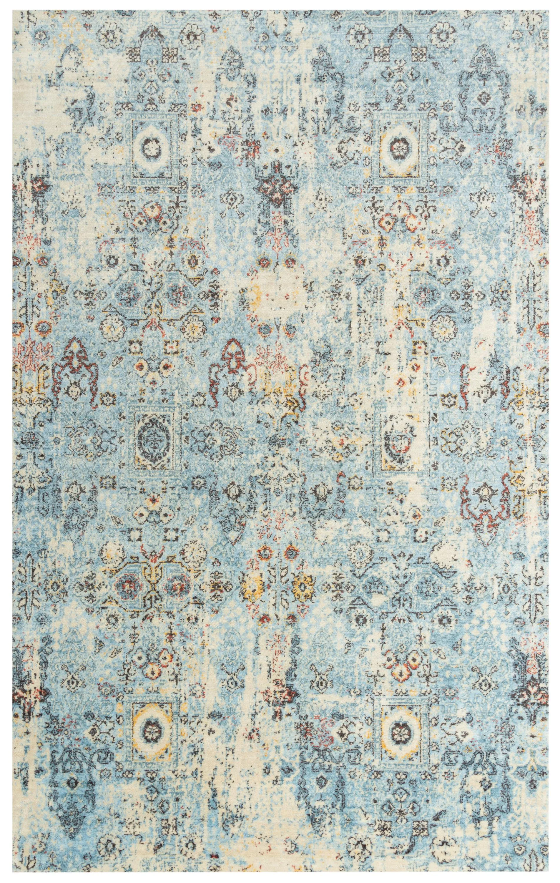 Ovation Blue/Beige distressed/classical N Z wool 10' x 13' Rectangle Rug