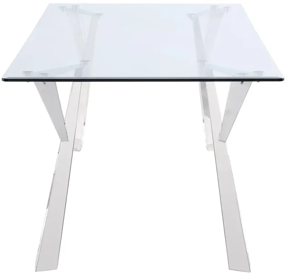 Alaia Rectangular Glass Top Dining Table Clear and Chrome