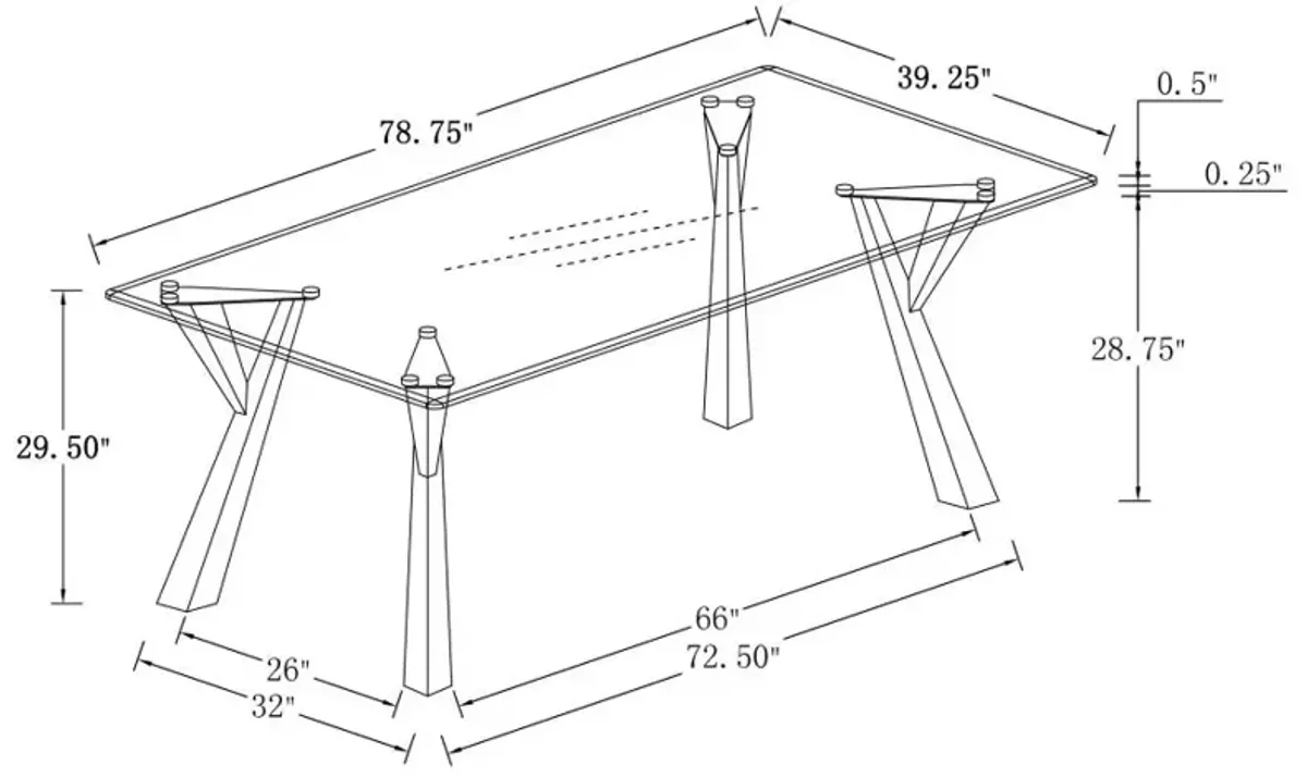 Alaia Rectangular Glass Top Dining Table Clear and Chrome