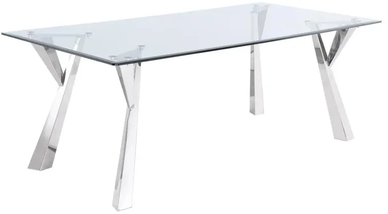 Alaia Rectangular Glass Top Dining Table Clear and Chrome