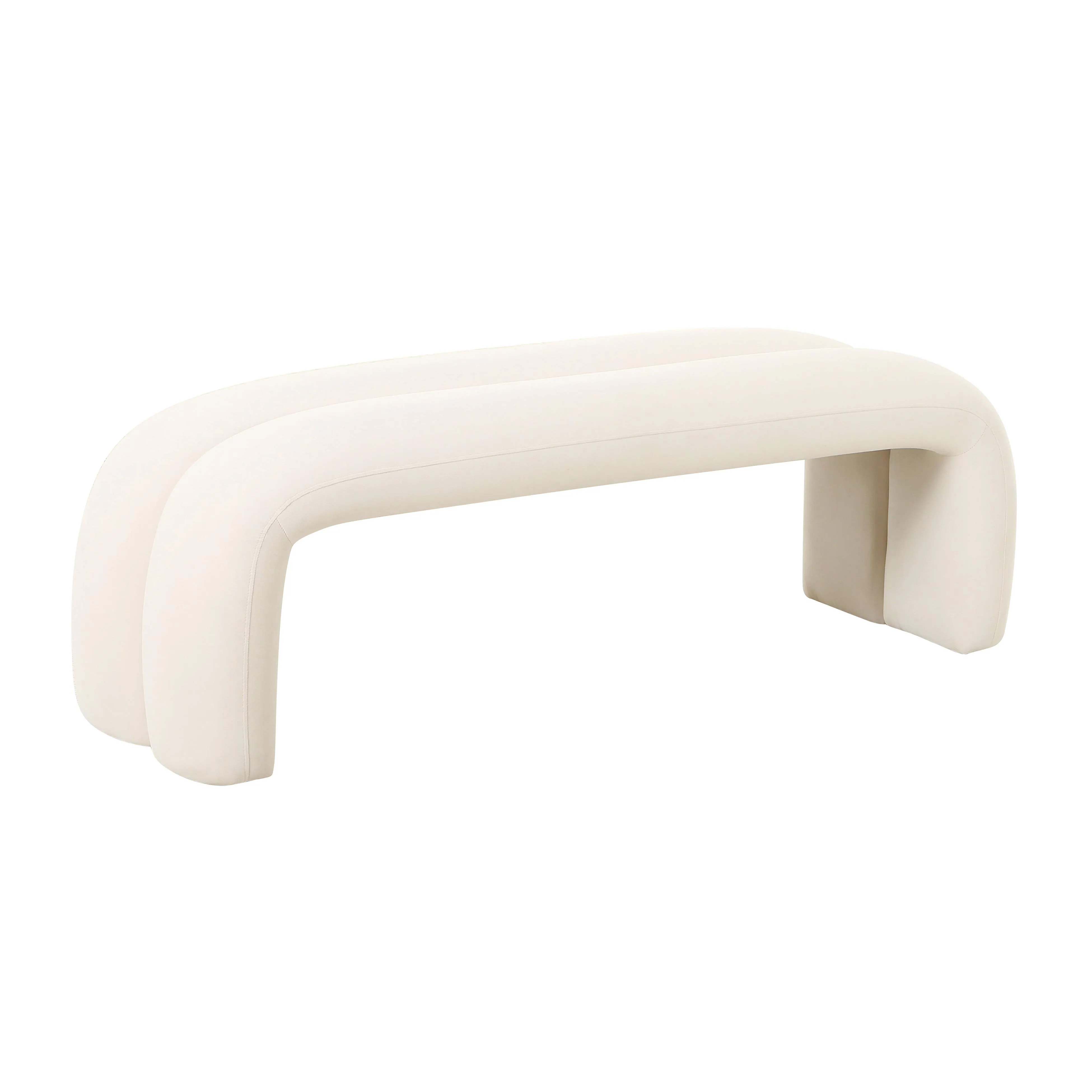 Leigh Cream Velvet Channeled Bench