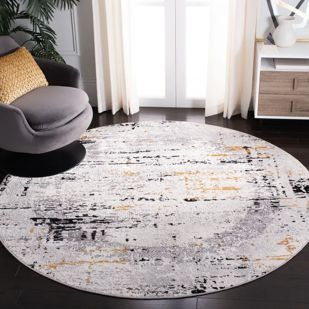 AMELIA 271 GREY  3' x 3' Round Round Rug