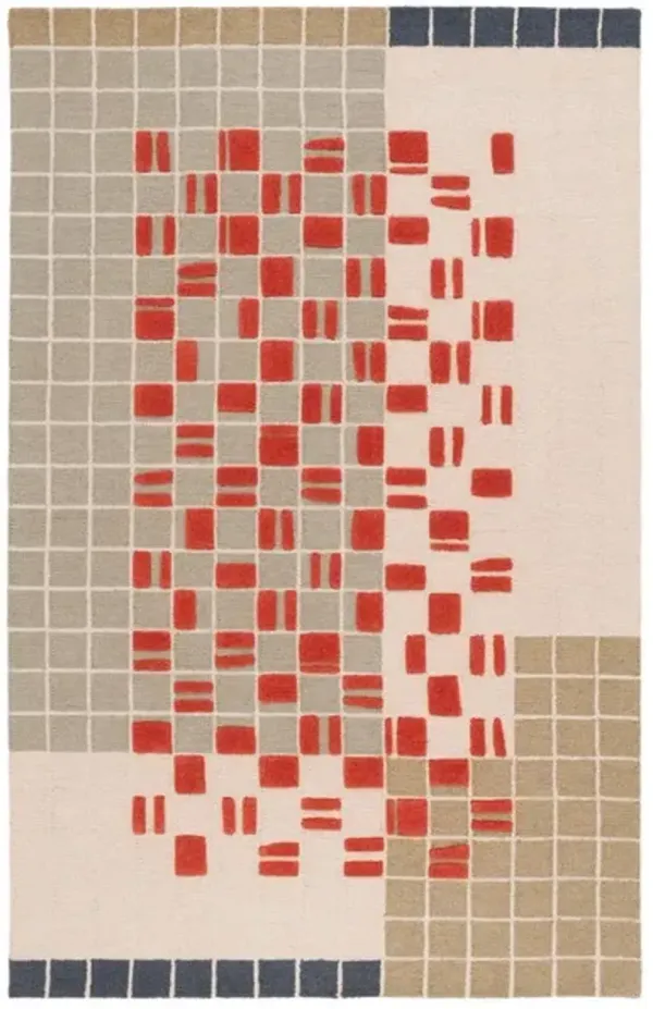 GENRE 206 CHECKERED Grey  4' X 6' Small Rectangle Rug