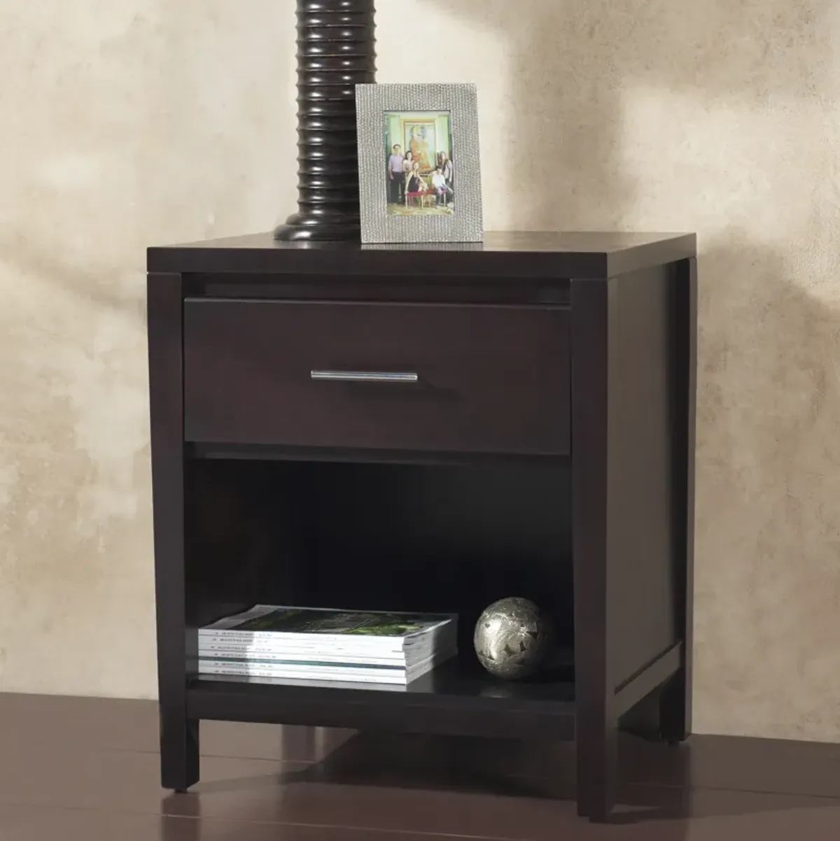 Nevis One Drawer Nightstand in Espresso