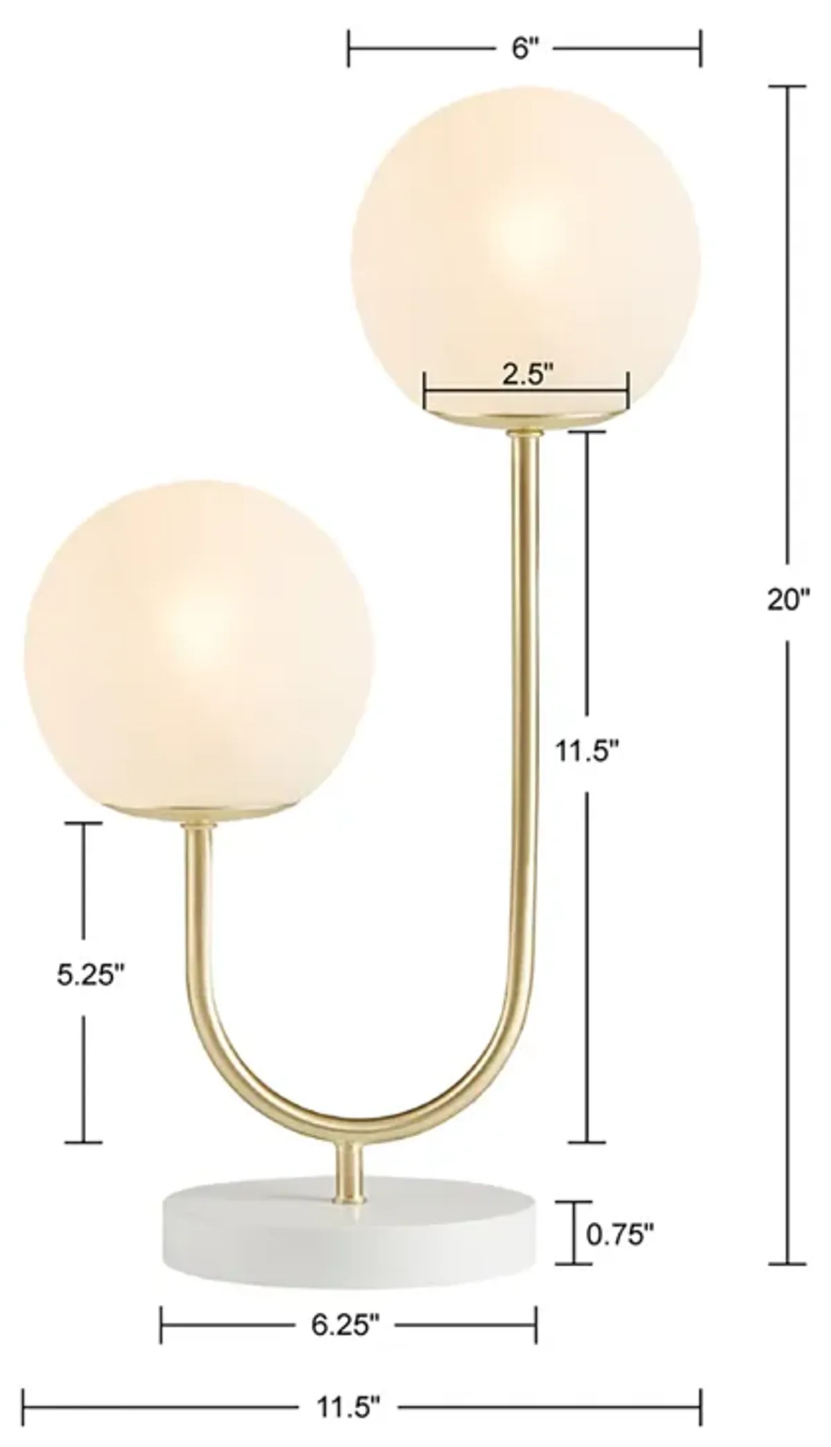 Zusa 2-Light Globe Table Lamp